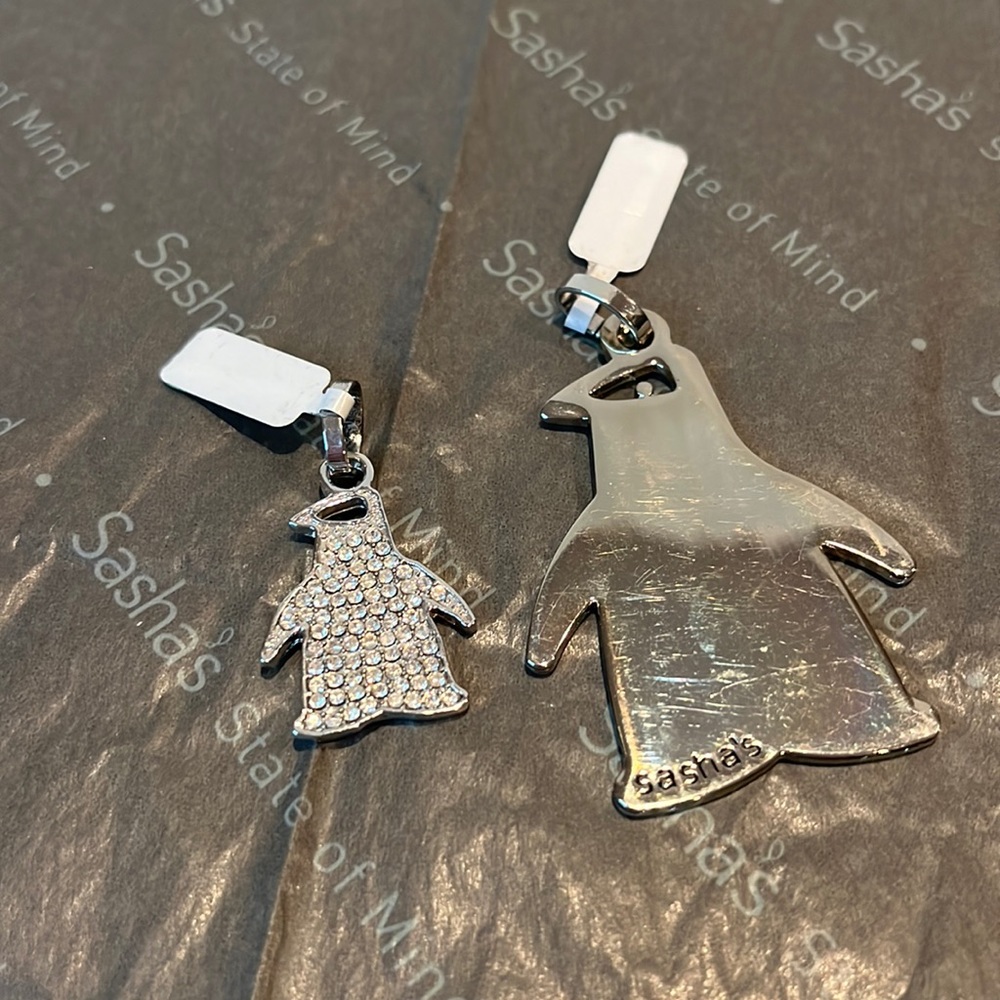 Sasha’s state of mind - set of 2 silver Penguins!! Small and large